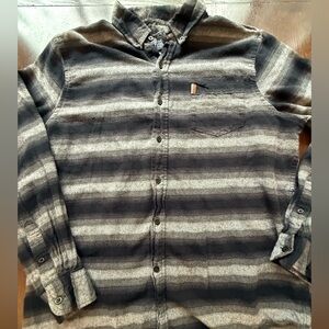 Chaps Black White Brushed Flannel Long Sleeve Button Down Shirt Size XL